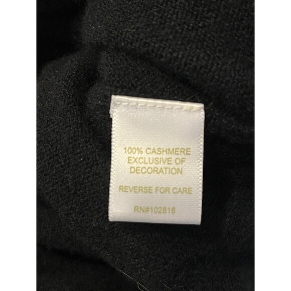 Garnett Hill Cashmere Black Sweater Long Sz M Ruffle Classic Normcore - Picture 4 of 8